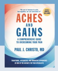 Cover of Dr Christo's book "Aches and Gains"