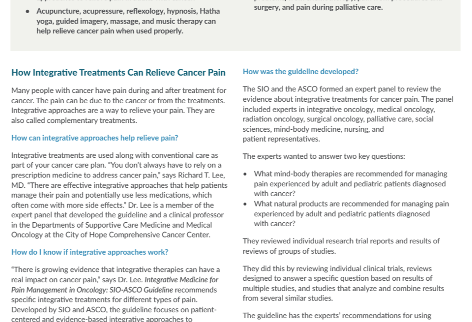 Understanding the 2022 asco sio cancer pain management guidelines