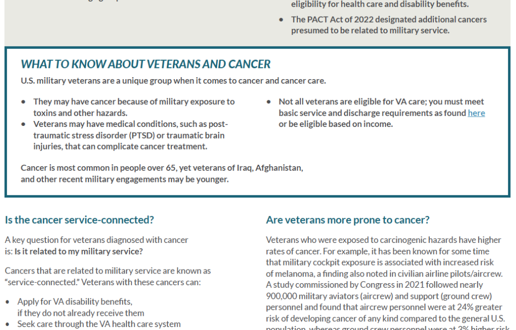 Veterans and Cancer Guide 2024